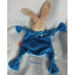 Sigikid - Schmusetuch - Poesie - Hase mit Halstuch Blautöne und Schriftzug Tanze im Regen - ca. 25 cm lang