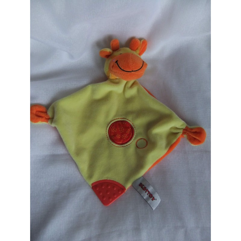 Besttoy -Schmusetuch - Kuh - gelb, orange - mit Rasselgeräusch und Beissecke - ca. 30 cm lang