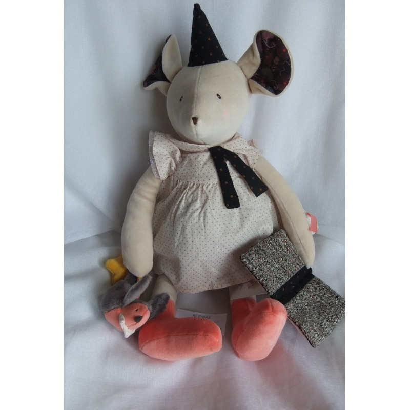 Moulin Roty - Il etait une fois - Plüschtier - Activity Maus Zaubermaus mit Kleidchen - ca. 55 cm groß - Schlenker