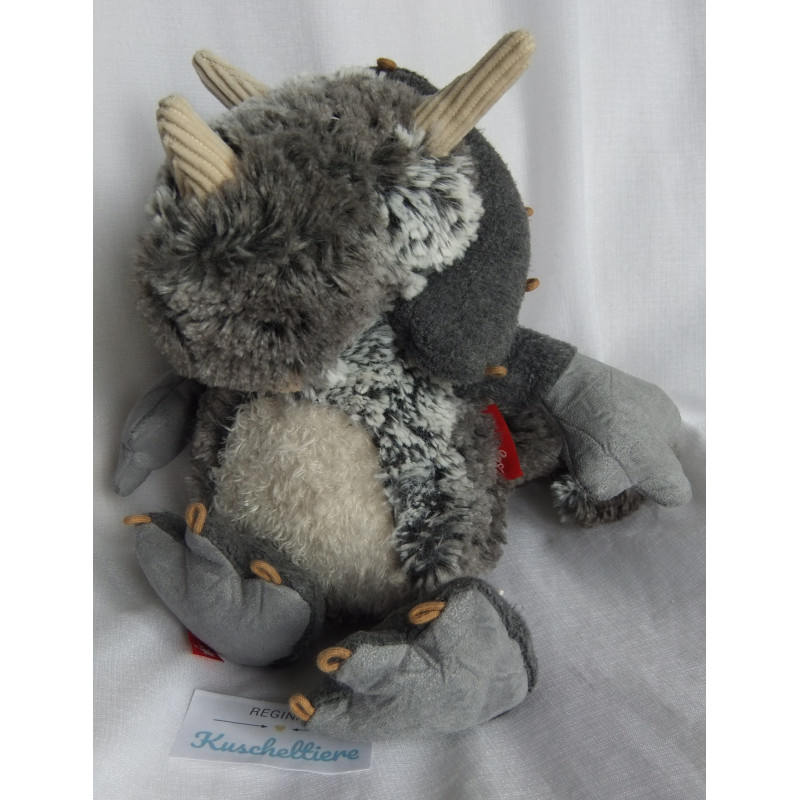 Sigikid - Kuscheltier Spielfigur - Sweety Dinosaurier Triceratops - grau/grau-weiß-schwarz meliert - ca. 30 cm groß - Schlenker