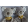 Babydream - zwei Schmusetücher - Koala hellgrau mit Halstuch in gelb - ca. 25 cm lang