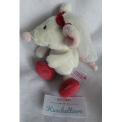 Nici - Plüschtier - Maus Braut mit Schleier - weiß/pink - ca. 15 cm groß - Schlenker