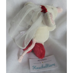 Nici - Plüschtier - Maus Braut mit Schleier - weiß/pink - ca. 15 cm groß - Schlenker