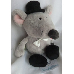 Nici - Plüschtier - Maus Bräutigam mit Zylinder - grau/schwarz/rosa - ca. 25 cm groß - Schlenker