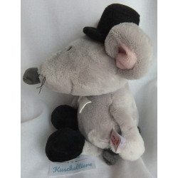 Nici - Plüschtier - Maus Bräutigam mit Zylinder - grau/schwarz/rosa - ca. 25 cm groß - Schlenker