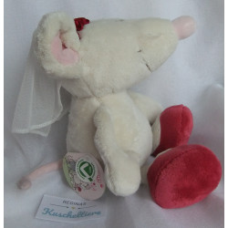 Nici - Plüschtier - Maus Braut mit Schleier - weiß/pink - ca. 25 cm groß - Schlenker