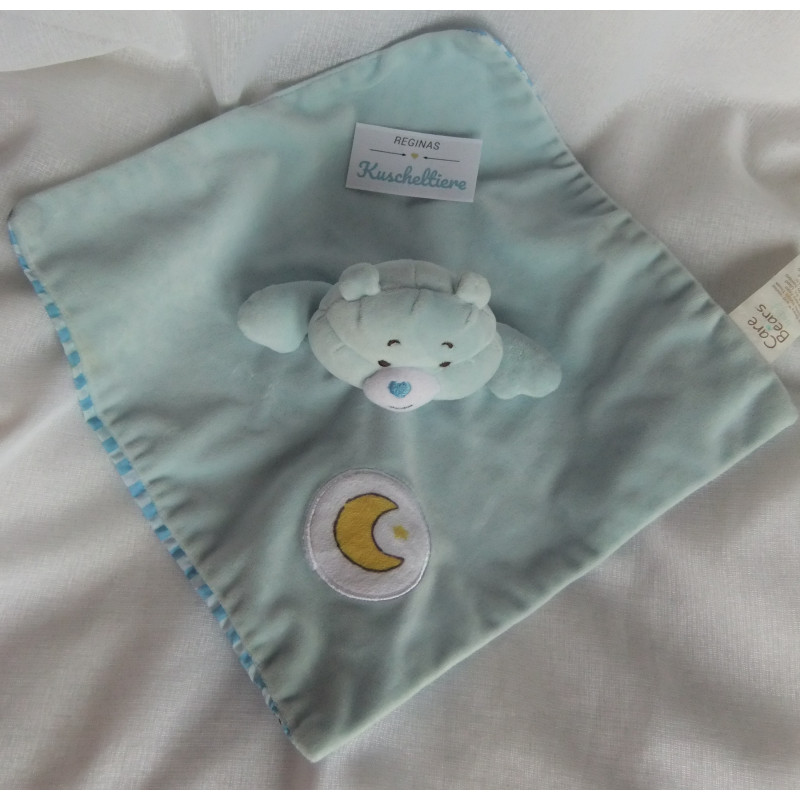 Kik - Care Bears baby - Schmusetuch - Glücksbärchies mit Rasselgeräusch - hellblau - ca. 28 cm x 28 cm groß