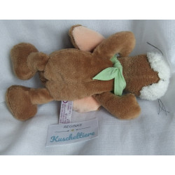 Nici - Plüschtier - Hase braun/weiß/rosa mit grünem Halstuch - ca. 22 cm groß - liegend
