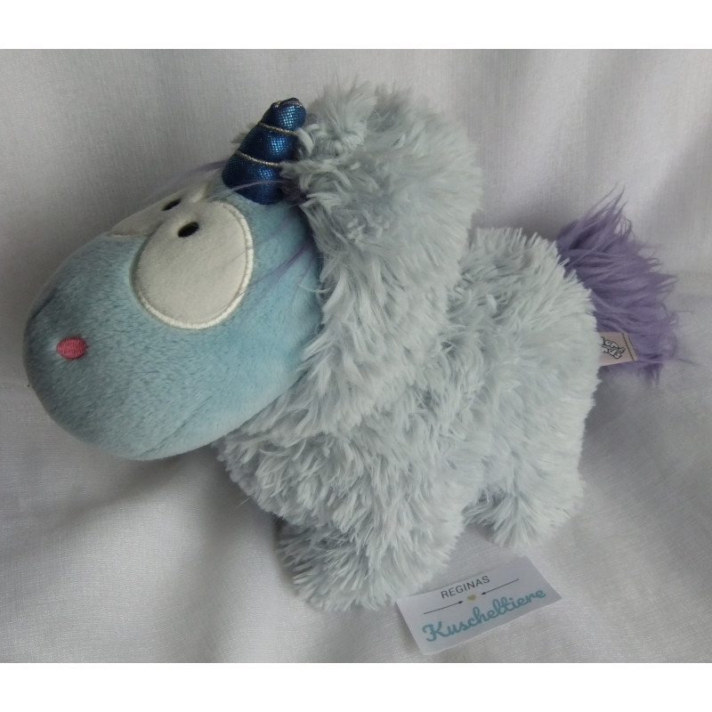 Nici - Plüschtier - Einhorn Theodor Winter - Snow Coldson mit Kapuze - hellblau/lila - ca. 22 cm hoch  stehend
