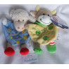 Zwei Schmusetücher/Handpuppe - Tessloff Schaf mit aufgestickten Sternchen und Beleduc Kuh mit aufgestickten Kleeblätter