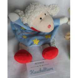 Zwei Schmusetücher/Handpuppe - Tessloff Schaf mit aufgestickten Sternchen und Beleduc Kuh mit aufgestickten Kleeblätter