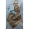 Alana - Schmusetuch aus Musselin beige/Regenbogenmotive mit einem Holzring - ca. 40 cm lang