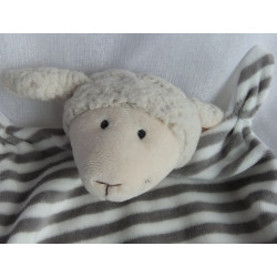 Scherer 4 you - Schmusetuch - Schaf Wolly - grau-wollweiß gestreift, beige - gelber Beißring - ca. 26 cm lang