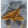 Ergee - Schmusetuch - Maus mit Schlenkerbeinchen - grau/orange mit Motiven -  ca. 29 cm lang - Schlenker