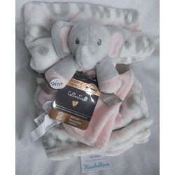 Blankets & Beyond - Set - Schmusetuch und Decke - Elefant rosa/weiß/grau