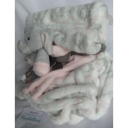 Blankets & Beyond - Set - Schmusetuch und Decke - Elefant rosa/weiß/grau
