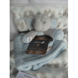 Blankets & Beyond - Set - Schmusetuch und Decke - Elefant hellblau/weiß/grau