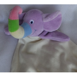 Happy - Schmusetuch - Elefant - lila/beige/bunter Rüssel - ca. 33 cm lang