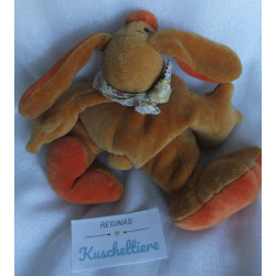 Bebe - Perlsacktier - Plüschtier - Hasenbommel mit Halstuch - Hase - orange/braun - ca. 20 cm groß - Schlenkerbeinchen