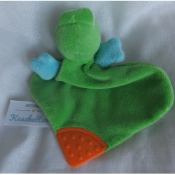 Kik - Ergee - Schmusetuch - Krokodil grün/bunte Motive mit Beißecke in orange - ca. 25 cm lang