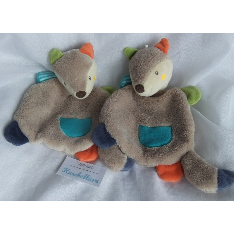 Pusblu - Schmusetuch Set - Fuchs - grau, blau, orange - ca. 24 cm lang