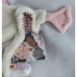 Spiegelburg Baby Glück - Schmusetuch - Gans weiß/rosa mit Halstuch rosa mit Blumenmotive - ca. 30 cm lang