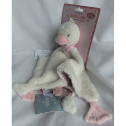 Spiegelburg Baby Glück - Schmusetuch - Gans weiß/rosa mit Halstuch rosa mit Blumenmotive - ca. 30 cm lang