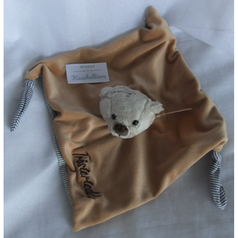 Mathias Pamer GmbH - Schmusetuch - Bär mit Halstuch - Trösterteddy - brauntöne - ca. 28 cm x 28 cm groß