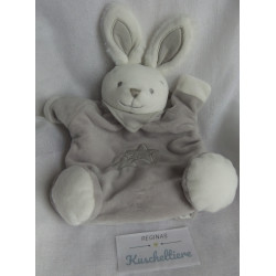 Maximo - Handpuppe - Hase grau/wollweiß mit Halstuch grau - Knistergeräusch - ca. 28 cm lang
