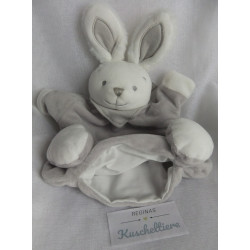 Maximo - Handpuppe - Hase grau/wollweiß mit Halstuch grau - Knistergeräusch - ca. 28 cm lang
