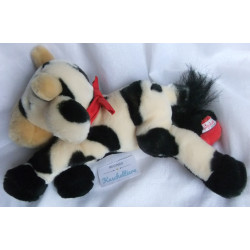 Sigikid - Plüschtier - Red Friends - Kuh beige/braun/schwarz mit rotem Halstuch und roter Pfote  - ca. 35 cm groß - liegend