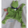 Sigikid - Schmusetuch - Frosch grün, rot-creme gestreift mit Halstuch in blau mit hellen Klecksen - ca. 27 cm lang