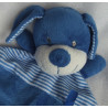 Nicotoy - Schmusetuch - Hund - blau/blau-weiß gestreift - ca. 30 cm lang