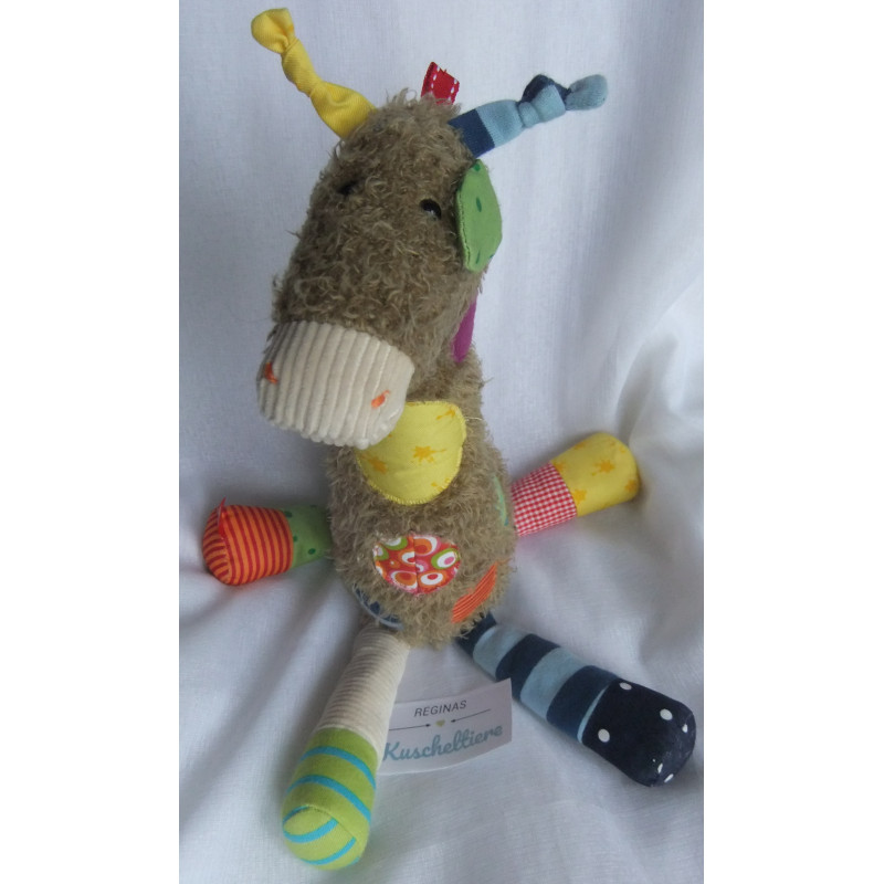 Sigikid - Plüschtier - Spieltier - Patchwork Sweety Giraffe mit bunten Kreisen - ca. 35 cm hoch und ca. 18 cm lang