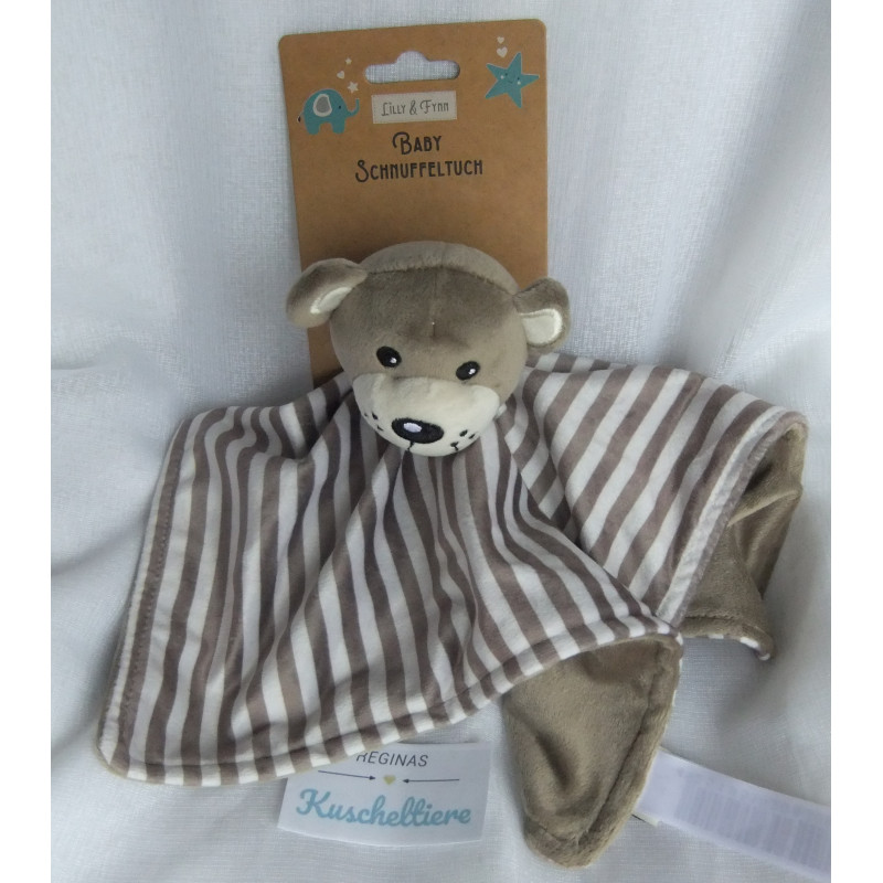 Lilly & Fynn - Schmusetuch - Bär braun-weiß gestreift, braun - ca. 25 cm groß