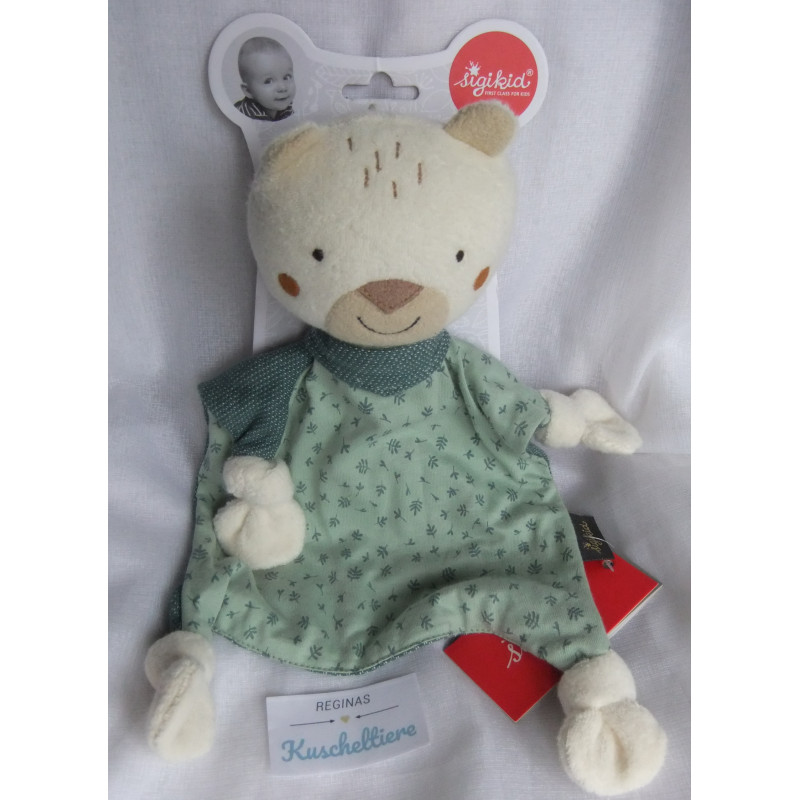 Sigikid - Schmusetuch - Bär Eisbär mit Halstuch - Grüntöne, creme, beige, braun - ca. 29 cm lang