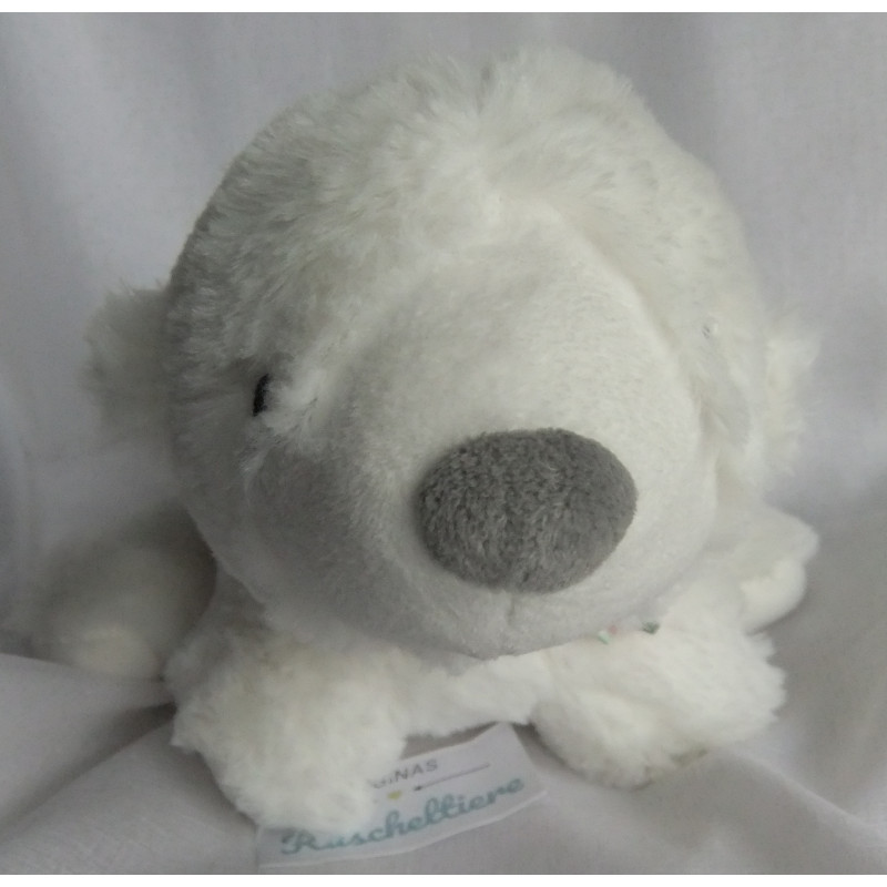Pusblu - Plüschtier - Eisbär weiß mit buntem Schal - ca. 25 cm lang und ca. 17 cm hoch