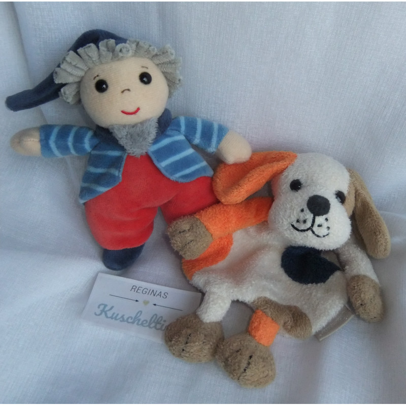 Sterntaler - Rasselgreifling kleine Nickipuppe und kleines Schnuffeltuch Hund mit Rasselgeräusch