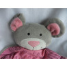 Esprit - Schmusetuch - Bär grau, rosa mit Streifen und Herzchen - ca. 35 cm lang