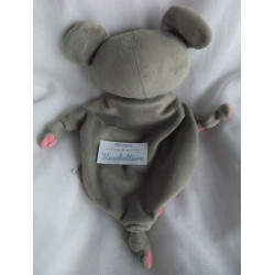 Esprit - Schmusetuch - Bär grau, rosa mit Streifen und Herzchen - ca. 35 cm lang