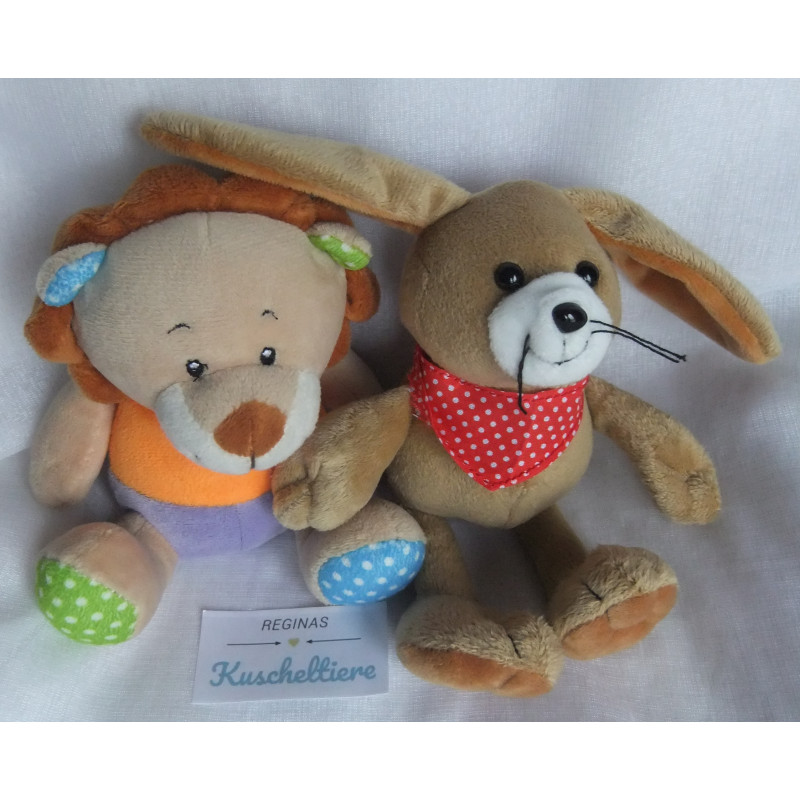 zwei Plüschtiere - KSD Kuscheltier Löwe und Gerd Rodermund Kuscheltier Hase