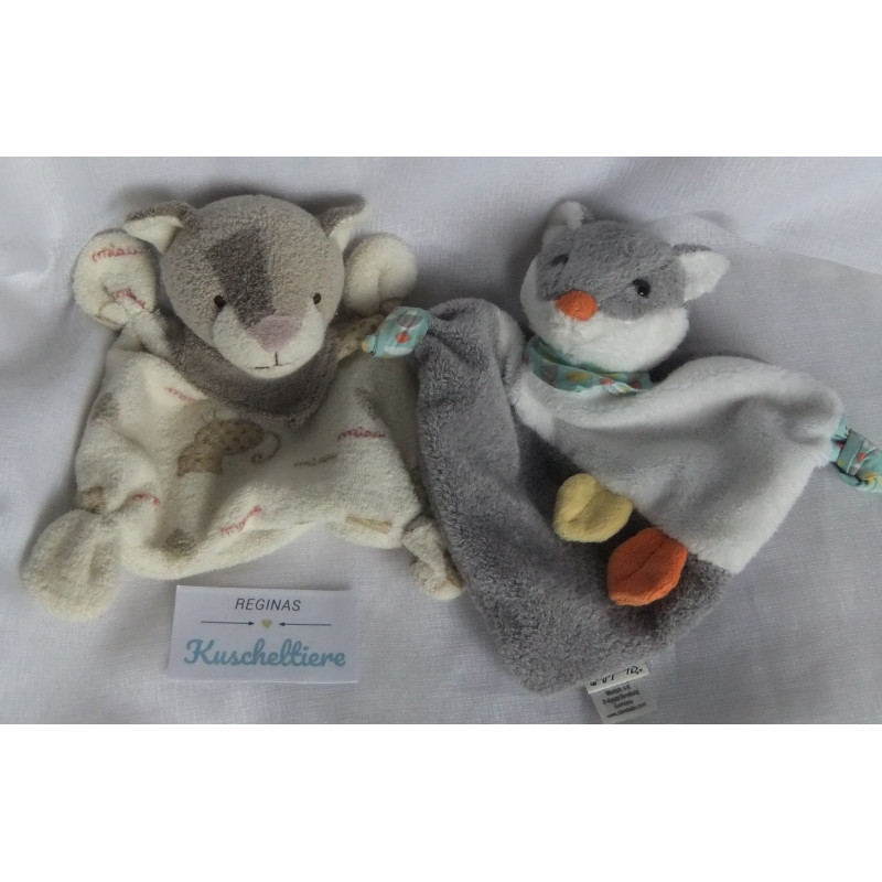 Zwei Schmusetücher - Sterntaler Schmusetuch Waldis Fuchs Filou und Baby Club Schmusetuch Katze - Rasselgeräusch