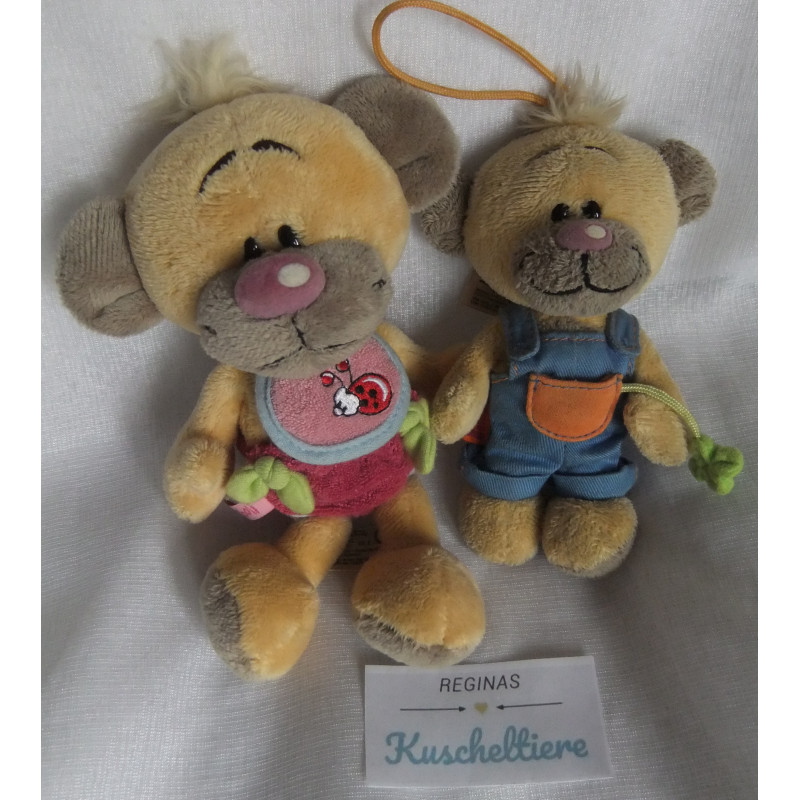 Depesche - Vintage Plüschtiere - zwei kleine Pimboli mit Kleidung