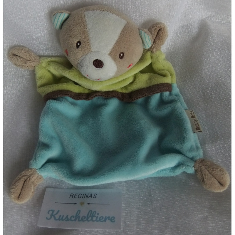 Beauty Baby - Schmusetuch - Bär - hellblau,lindgrün - mit Rasselgeräusch - ca. 23 cm lang