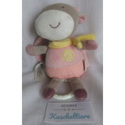Solini - Spieluhr - Kuh/Kälbchen mit kleiner Blumenapplikation - Rosatöne - ca. 18 cm lang