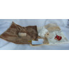Babylove - zwei Schmusetücher - Affe braun/braun-ocker gestreift und Bär beige, hellbraun mit Honigtöpchen