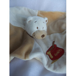 Babylove - zwei Schmusetücher - Affe braun/braun-ocker gestreift und Bär beige, hellbraun mit Honigtöpchen