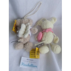 Sunkid - zwei Plüschtiere mit Loop zum Anhängen - Maus mit Herzchen im Arm und Bärchen mit Flügelchen