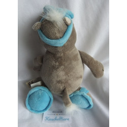 Morgenroth - Spieltier - Plüschtier - Nilpferd grau mit blauem Haarband - ca. 28 cm groß - Schlenker