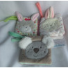 Pusblu  zwei Stoffbücher Koala und Hase - Dopodopo Stoffbuch Esel - mit Bändern zum Anhängen - 10 cm x 10 cm groß